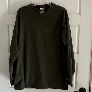 Duluth Trading Co Longtail T Long Sleeve Green Crew Neck Cotton Pocket Shirt